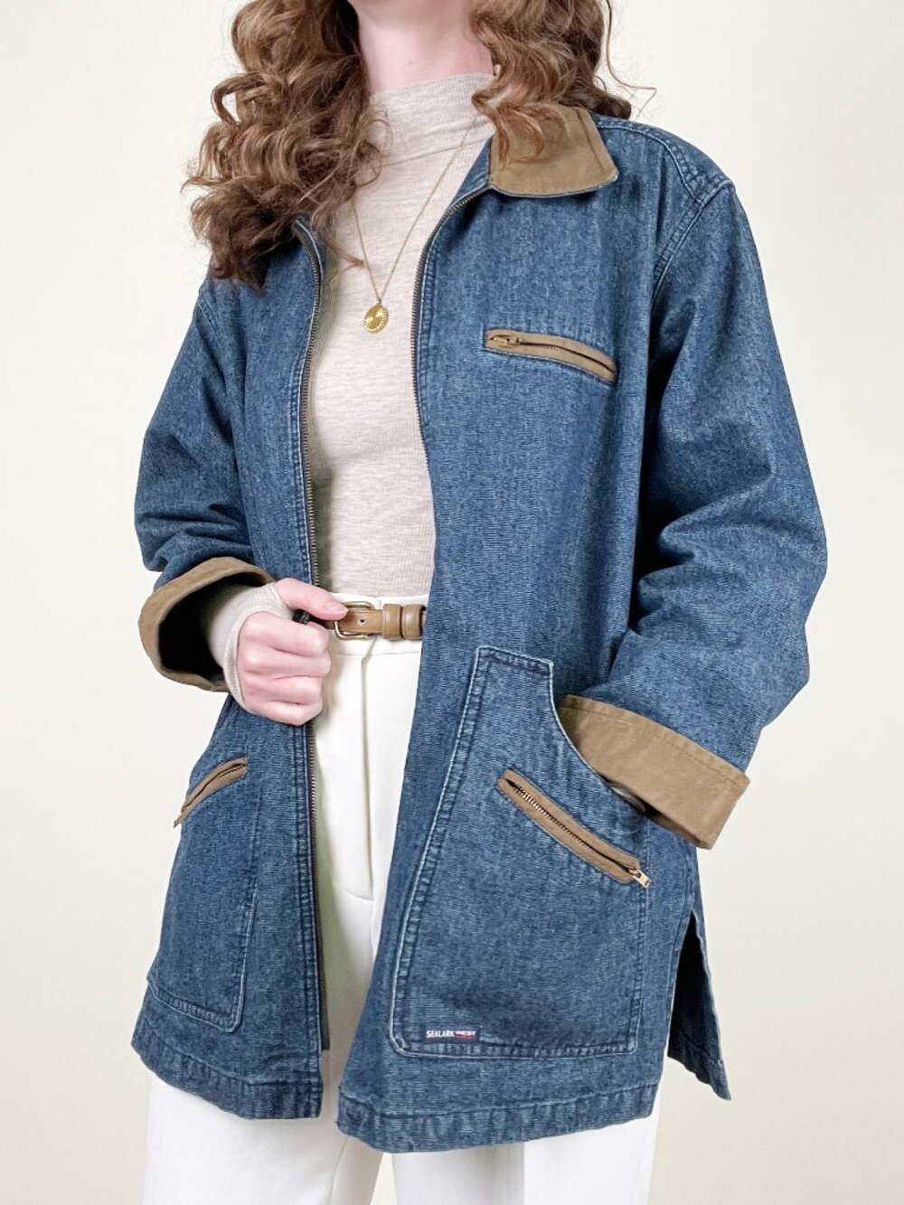 Vintage Chore Coat 100% Cotton Field Coat Denim Hunting Jacket Canadian Western